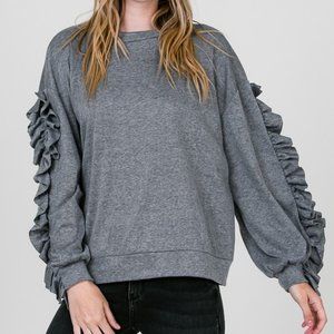 Ruffled Sleeved Sweatshirt.
